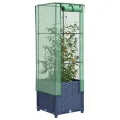Hochbeet mit Gewächshaus Aufsatz 40x40x139 cm Rattan Optik für Tomaten Gemüse Kräuter, Frühbeet mit Stabilem Eisenrahmen und Wasserdichter Abdeckung für Garten Balkon Terrasse - Thumbnail 1