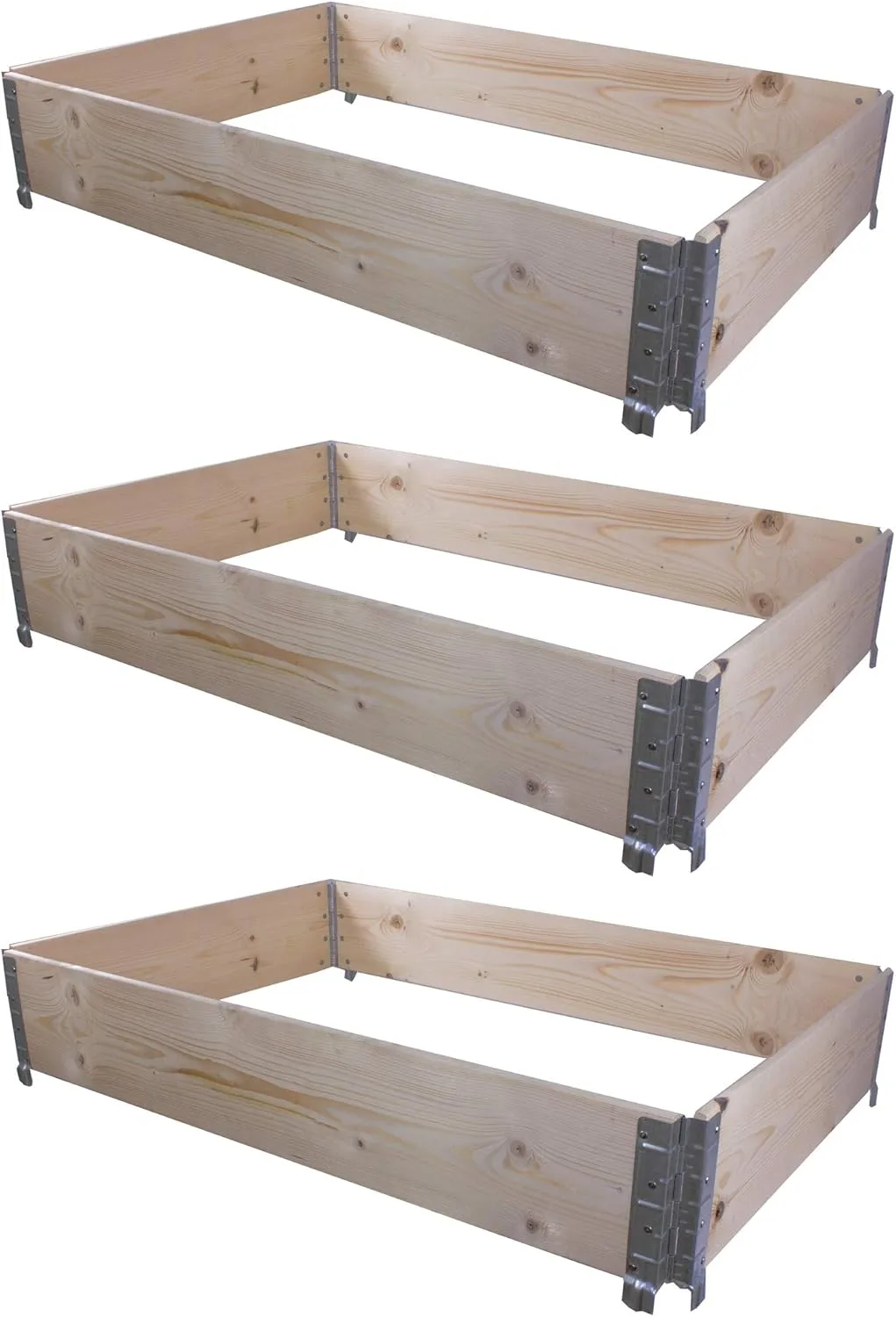 BigDean 3X Hochbeet Palettenrahmen 120x80x20cm groß - Holzrahmen faltbar, steckbar & stapelbar - ideal für Pflanzen, Blumen, Obst, Gemüse & Kräuter - Bild 1