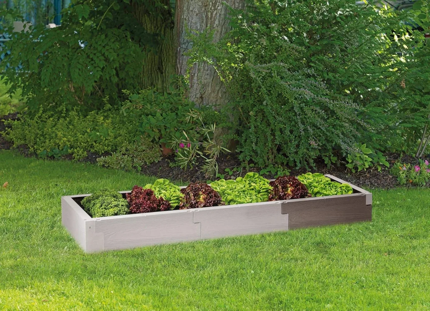JUWEL Hochbeet Timber Erweiterungs-Set (2 Bausteine in Holzoptik, Vergrößern den Füllinhalt um 60 Liter, Beetsystem mit hoher Wärmeisolierung, Maße 60 cm, Höhe 20 cm, Gemüsebeet) 20477 - Bild 1