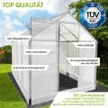BRAST Gewächshaus Aluminium mit Fundament | 42 Modelle | 130x190x195cm - 490x250x235cm | TÜV geprüft | 6mm Hohlkammerplatten | rostfrei wetterfest temperaturbeständig | 250x190x195cm Silber - Thumbnail 4