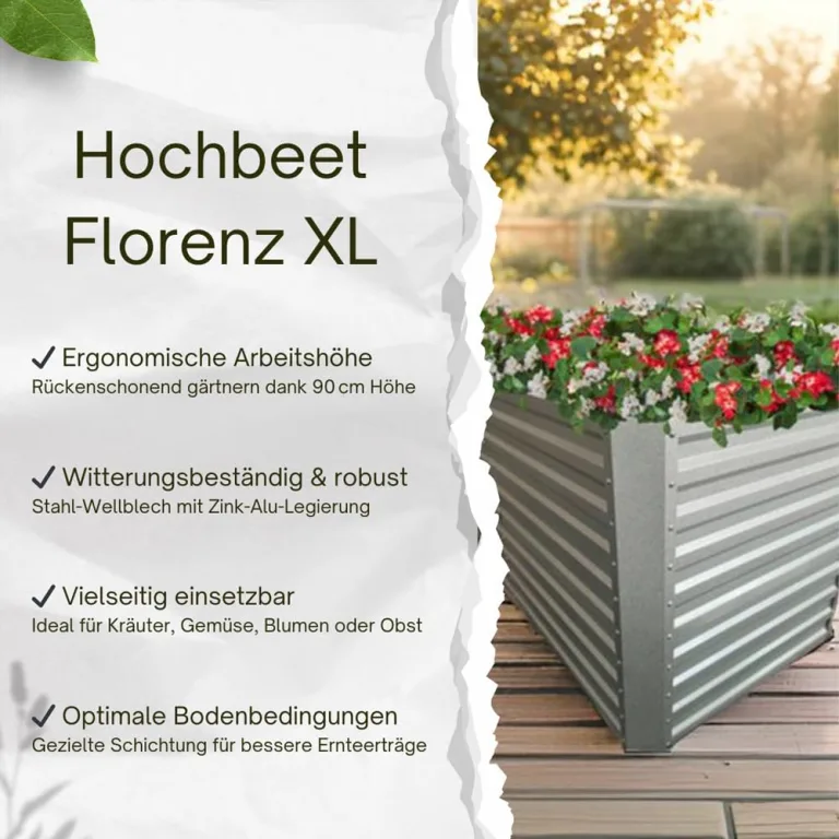 RS Trade Hochbeet Metall Florenz XL, 180×90×90 cm, Garten- & Gemüsehochbeet aus Stahl-Wellblech mit Zink-Aluminium, bodenlos, rostfrei & witterungsbeständig – Bild 6
