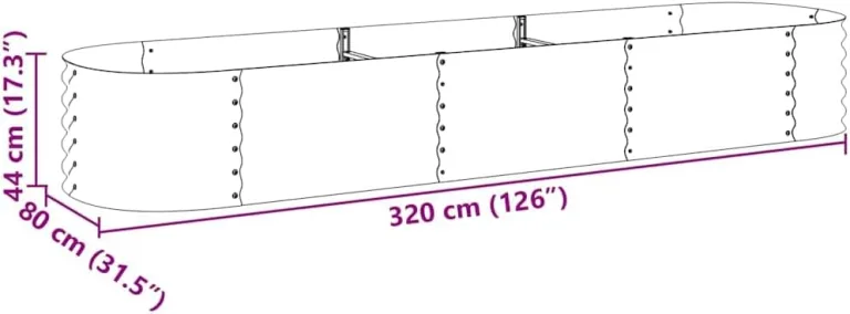 vidaXL Hochbeet Stahl Grau 320x80x44 cm Gemüsebeet Pflanzbeet Frühbeet Garten – Bild 4