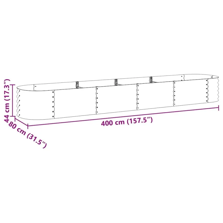 vidaXL Hochbeet Stahl Grau 400x80x44 cm Gemüsebeet Pflanzbeet Frühbeet Garten – Bild 3