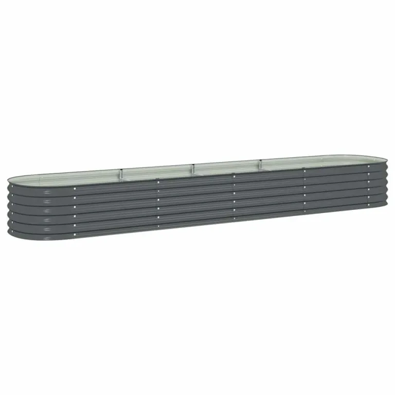 vidaXL Hochbeet Stahl Grau 400x80x44 cm Gemüsebeet Pflanzbeet Frühbeet Garten – Bild 1