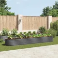 vidaXL Hochbeet Stahl Grau 400x80x44 cm Gemüsebeet Pflanzbeet Frühbeet Garten - Thumbnail 2