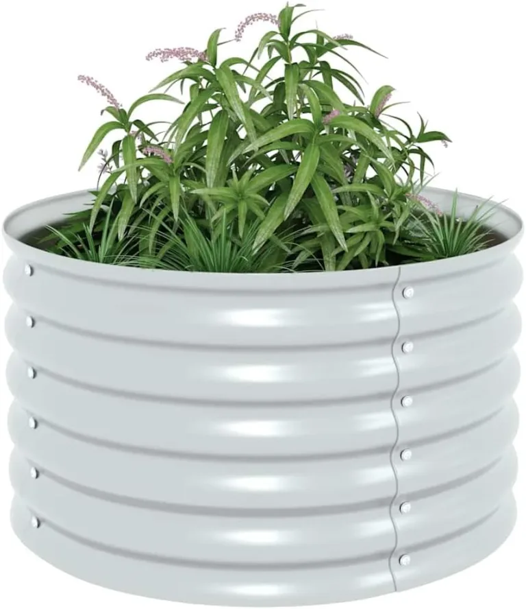 vidaXL Hochbeet, 80 x 80 x 44 cm, verzinkter Stahl, silberfarben, Blumenkasten – Bild 5