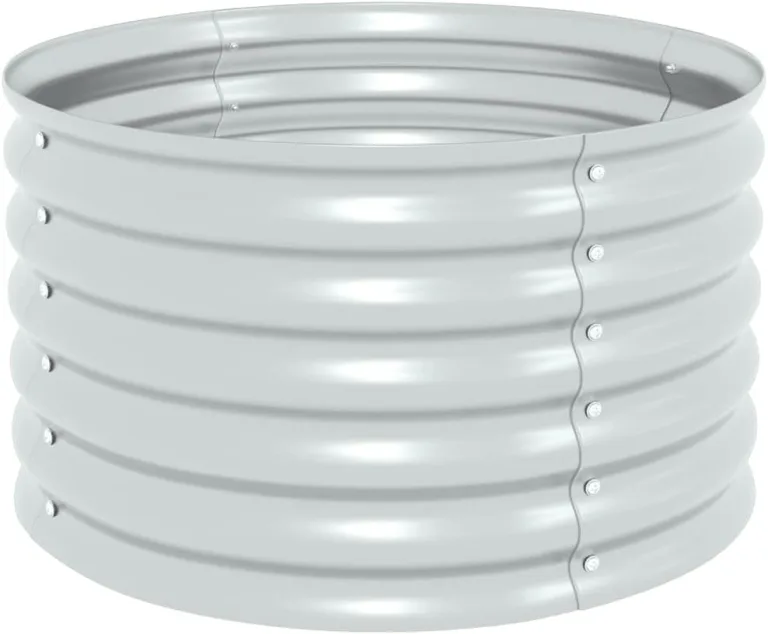 vidaXL Hochbeet, 80 x 80 x 44 cm, verzinkter Stahl, silberfarben, Blumenkasten – Bild 1