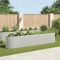 vidaXL Hochbeet Stahl Silbern 400x80x81 cm Gemüsebeet Pflanzbeet Pflanzkasten - Thumbnail 2
