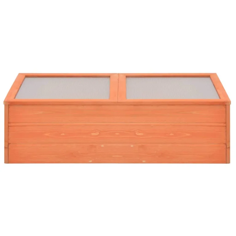 Tidyard Gewächshaus Holz Frühbeetkasten mit Klappdeckel Pflanzen Gemüse Aufzucht Holz und PC-Platten Unterseite Offen Wasserfest 100 x 50 x 34 cm – Bild 5