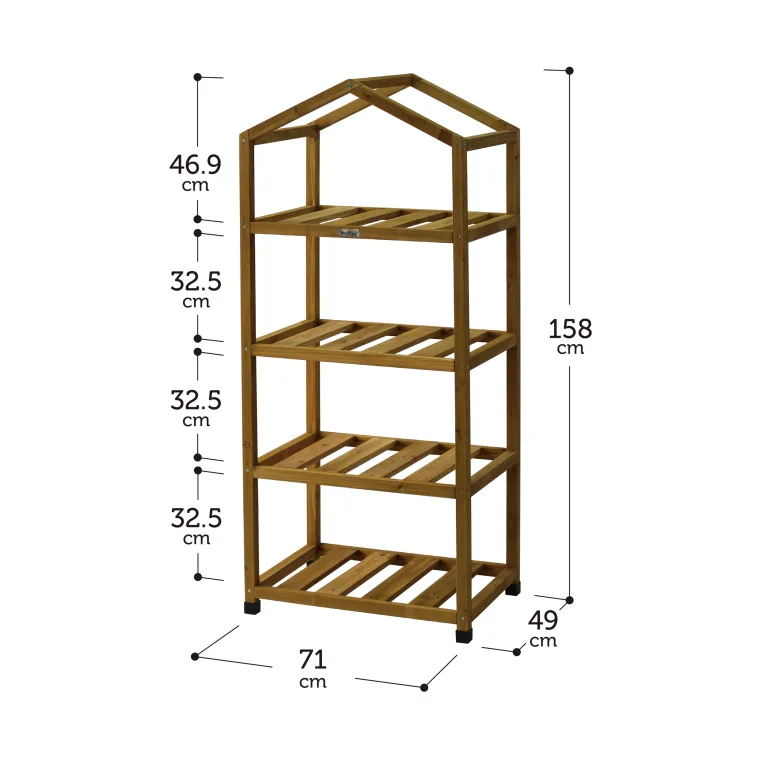 VegTrug® Gewächshaus - Foliengewächshaus mit 4 Ebenen & FSC-Holzrahmen - Anzuchthaus für Garten, Balkon & Terrasse - Pflanzregal mit PE-Abdeckung & Reißverschluss - Natural 71x49x158 cm – Bild 4