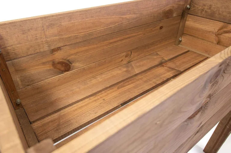 mgc24 Hochbeet - Kiefernholz Dunkelbraun rechteckig, stehender Pflanzkasten für Garten Terrasse Balkon - 80 x 37,6 x 78 cm mit Ablageboden – Bild 2