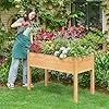 Yaheetech Hochbeet Pflanzkasten Blumenbett aus Holz, Kräuterbeet Frühbeet mit Abflusslöchern für Garten Balkon, Hellbraun 120,5 × 59 × 76 cm (LxBxH) – Bild 2