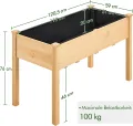 Yaheetech Hochbeet Pflanzkasten Blumenbett aus Holz, Kräuterbeet Frühbeet mit Abflusslöchern für Garten Balkon, Hellbraun 120,5 × 59 × 76 cm (LxBxH) - Thumbnail 4