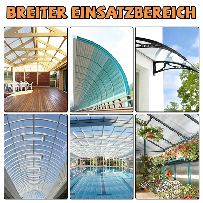 Froadp 14 Stück UV-beständigem Polycarbonat Hohlkammerstegplatten 700g/㎡ Doppelstegplatte Gewellte Gewächshausplatte für Garten Treibhaus(605x1210x4mm, Transparent) – Bild 7