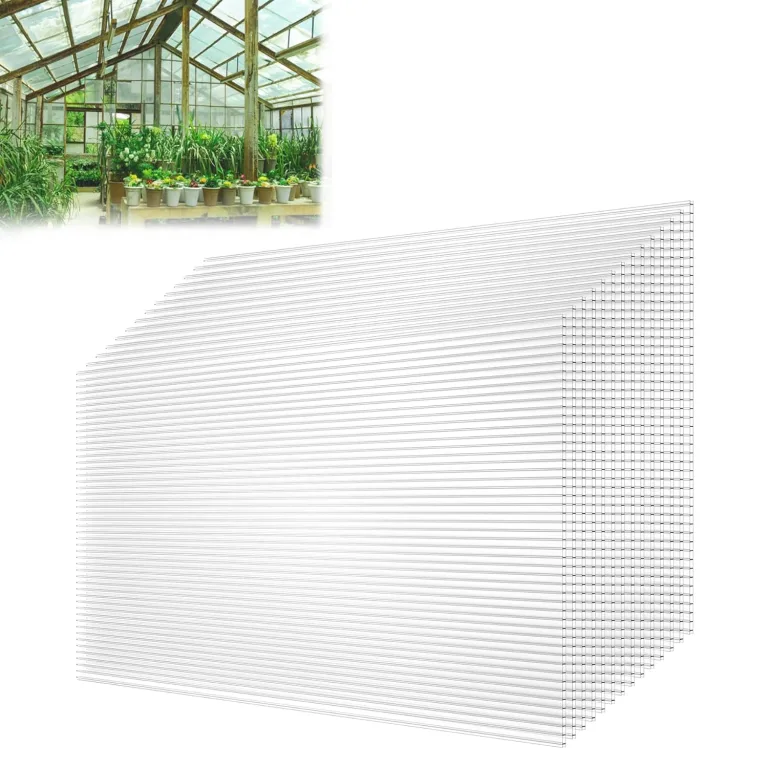 Froadp 14 Stück UV-beständigem Polycarbonat Hohlkammerstegplatten 700g/㎡ Doppelstegplatte Gewellte Gewächshausplatte für Garten Treibhaus(605x1210x4mm, Transparent) – Bild 1