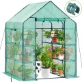 Ohuhu Gewächshaus Foliengewächshaus 3 Tiers 12 Regale | Winterfest & Stabil | Tomatengewächshaus für Pflanzen mit PE-Abdeckung | Tomatenhaus für Garten 145x145x195 cm Grün - Thumbnail 1