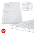 UISEBRT 14x Polycarbonat Hohlkammerstegplatten 4mm - 10,25 m² Doppelstegplatte 60,5 x 121 cm UV-beständigen für Gewächshaus Gartenbau Carports usw (Transparent) - Thumbnail 3