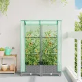 Hochbeet mit Gewächshaus Frühbeet Aufsatz Rattan Optik 80x40x123 cm, Tomatenhaus mit Stabilem Eisenrahmen, Wasserdicht für Garten Balkon Terrasse, Ideal für Gemüse Kräuter Blumen - Thumbnail 2