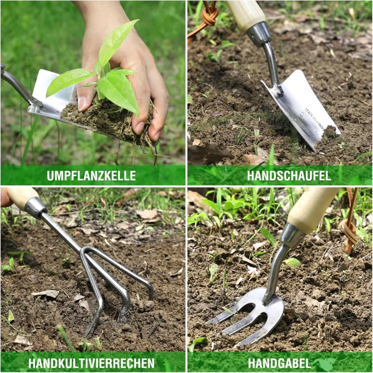WORKPRO Gartenwerkzeug Set, 8 in 1 Gartengeräte mit Aufbewahrungstasche, aus Edelstahl, Gartenschaufel mit Holzgriff, Blumenschere, Gartenkralle, Handgrubber, Geschenk für Gärtnerinnen und Gärtner – Bild 7
