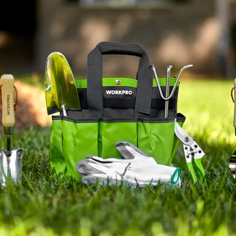 WORKPRO Gartenwerkzeug Set, 8 in 1 Gartengeräte mit Aufbewahrungstasche, aus Edelstahl, Gartenschaufel mit Holzgriff, Blumenschere, Gartenkralle, Handgrubber, Geschenk für Gärtnerinnen und Gärtner – Bild 10