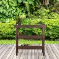 Relaxdays Pflanztisch, Gärtnertisch mit 3 Ebenen, Gewächshaus, Garten, Balkon & Terrasse, Holz, 86x92x42 cm, dunkelbraun - Thumbnail 4