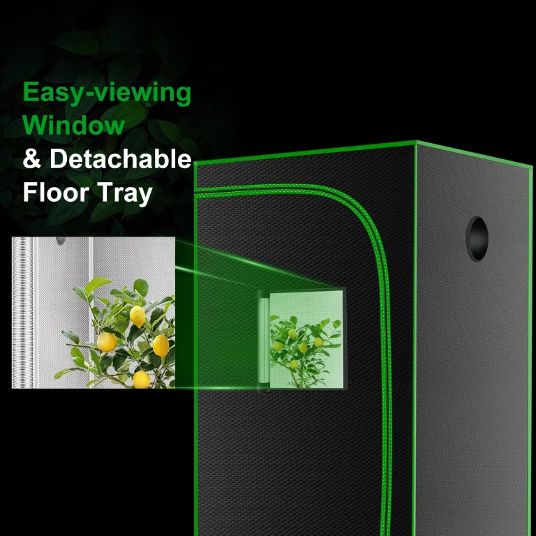 Grow-Zelt, hochreflektierendes 600D-Diamant-Mylar-Gewebe mit Beobachtungsfenster und Bodenschale für hydroponischen Indoor-Pflanzenanbau, 81,3 x 81,3 x 160 cm – Bild 5