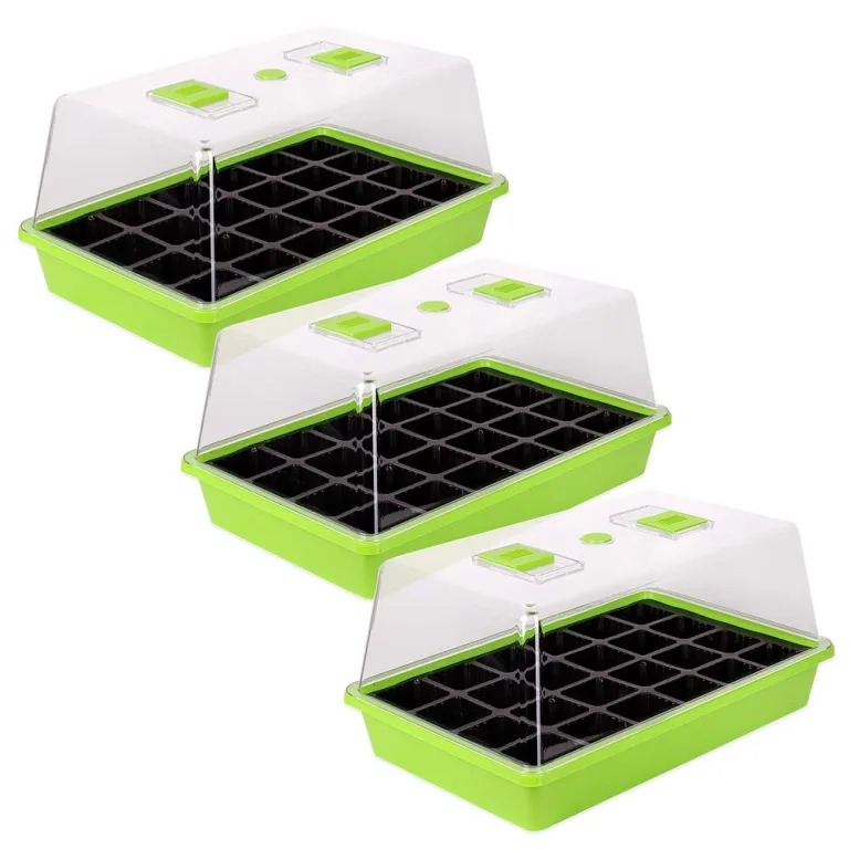 Schramm® Zimmergewächshaus Anzuchtkasten 1, 2 oder 3 Stück 38 x24 x18 cm Mini Gewächshaus Anzuchtset Anzucht Set Treibhaus Anzuchtschale mit Deckel und Belüftung, Größe:3 Stück – Bild 1