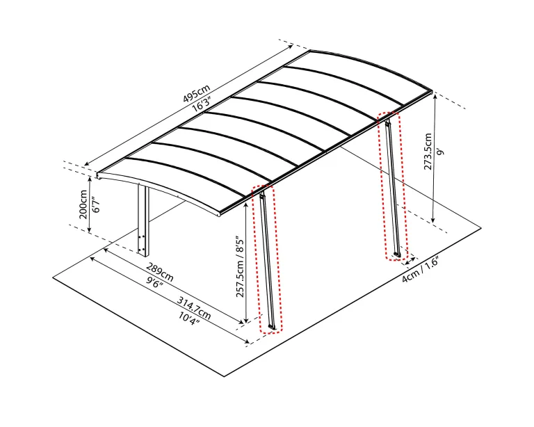 Palram Zusatz-Set – geeignet für Palram Arizona 5000 Wave und Breeze Carport – Bild 3