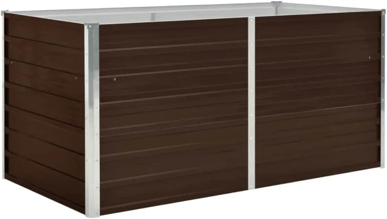 vidaXL Hochbeet aus verzinktem Stahl 160x80x77 cm, Braun, Sicherheitskante faltbar, wetterfest, DIY Pflanzkasten für Blumen und Gemüse, Garten oder Terrasse – Bild 1