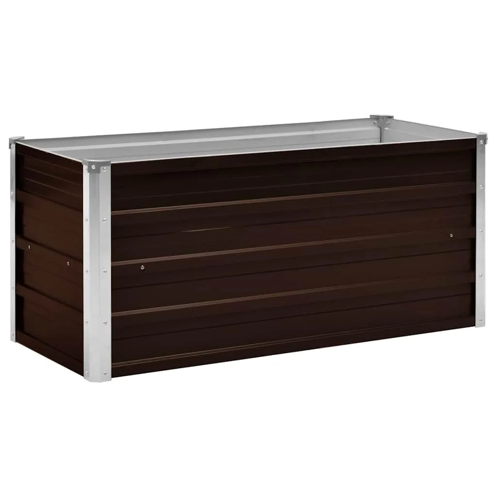 vidaXL Hochbeet Blumenkasten Pflanzkasten Pflanzkübel Blumenkübel Pflanztopf Blumentopf Gemüsebeet Pflanzbeet Braun 100x40x45cm Verzinkter Stahl - Bild 1