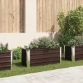 vidaXL Hochbeet Blumenkasten Pflanzkasten Pflanzkübel Blumenkübel Pflanztopf Blumentopf Gemüsebeet Pflanzbeet Braun 100x40x45cm Verzinkter Stahl - Thumbnail 2