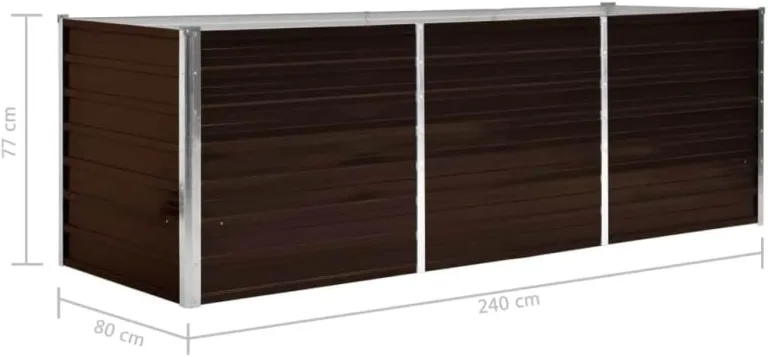 vidaXL Hochbeet aus verzinktem Stahl 240x80x77 cm, Braun, schwerlastfähig, offenem Boden, wetterfest, DIY Pflanzkasten für Blumen und Gemüse, Garten oder Terrasse – Bild 4