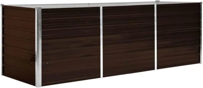 vidaXL Hochbeet aus verzinktem Stahl 240x80x77 cm, Braun, schwerlastfähig, offenem Boden, wetterfest, DIY Pflanzkasten für Blumen und Gemüse, Garten oder Terrasse – Bild 1