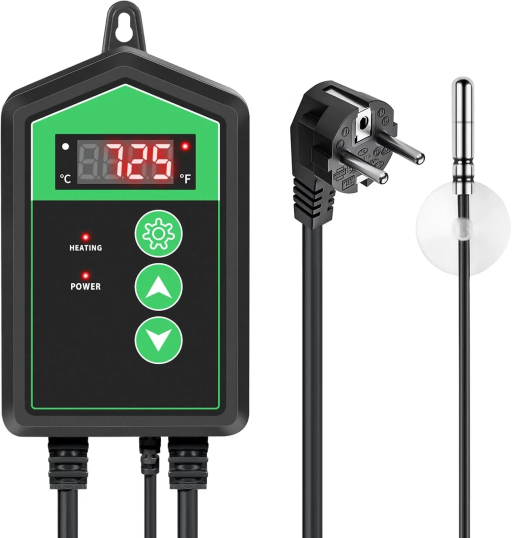 RIOGOO Digitaler Heizmattenthermostatregler für Samenkeimung, Reptilien und Brauen 68-108 ℉