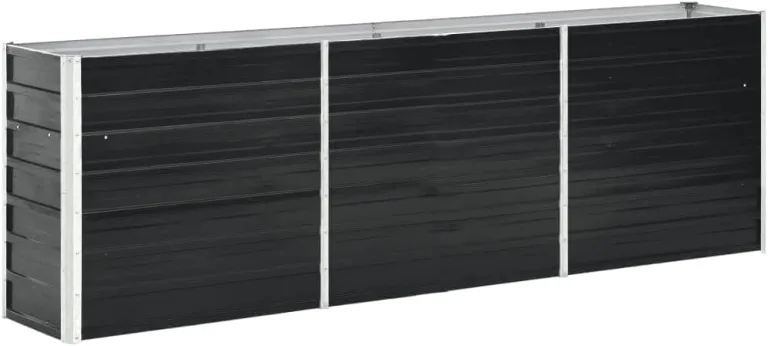 vidaXL Hochbeet aus verzinktem Stahl 240x80x45 cm, Anthrazit, offenem Boden, wetterfest, DIY Pflanzkasten für Blumen und Gemüse, Garten oder Rasen – Bild 9