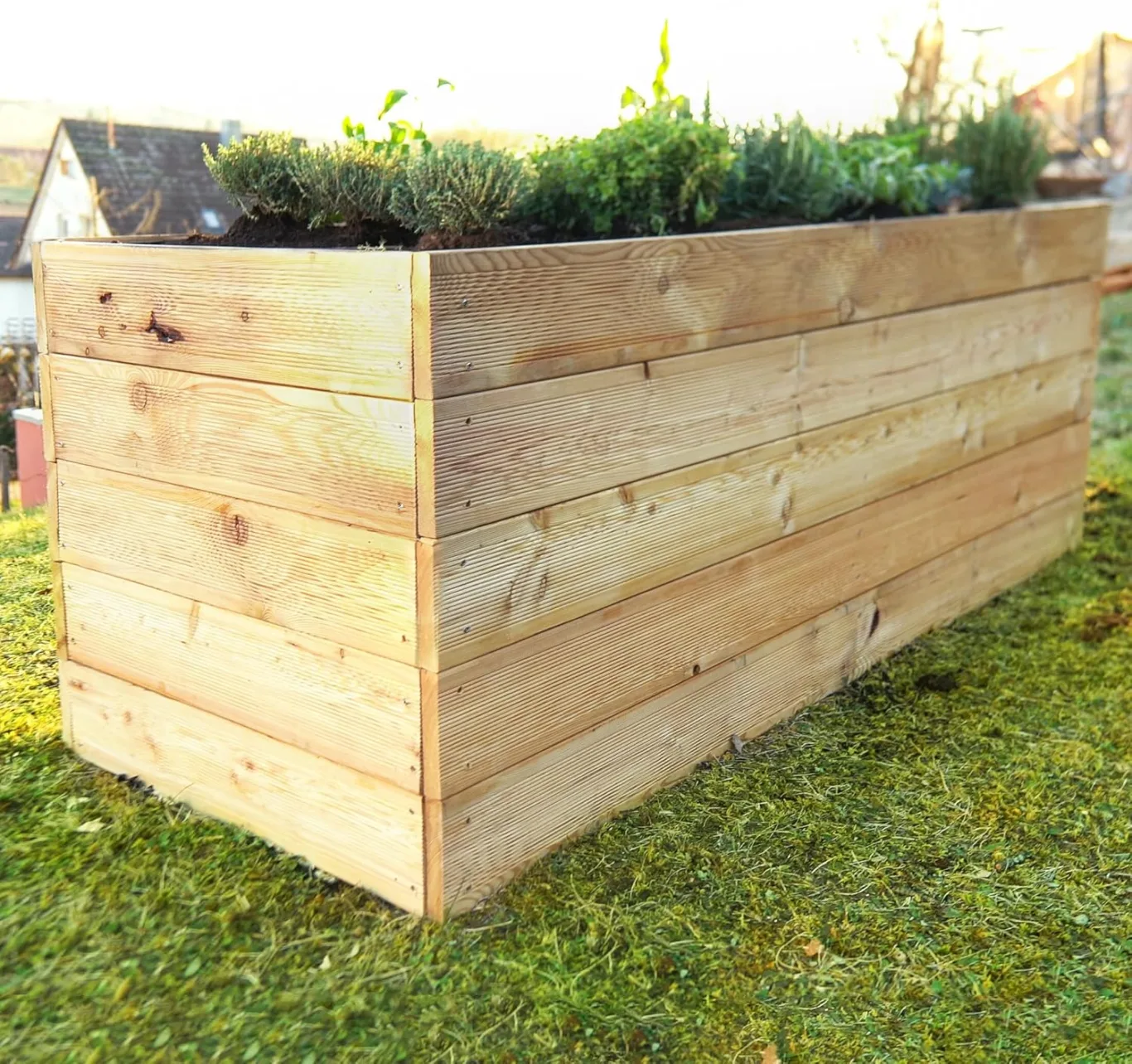 Gartenwelt Riegelsberger Elegantes Hochbeet Kräuterbeet Pflanzbeet Lärche Gemüsebeet 180x80cm Höhe 71 cm aus Lärchenholz 27mm geriffelt - Bild 1