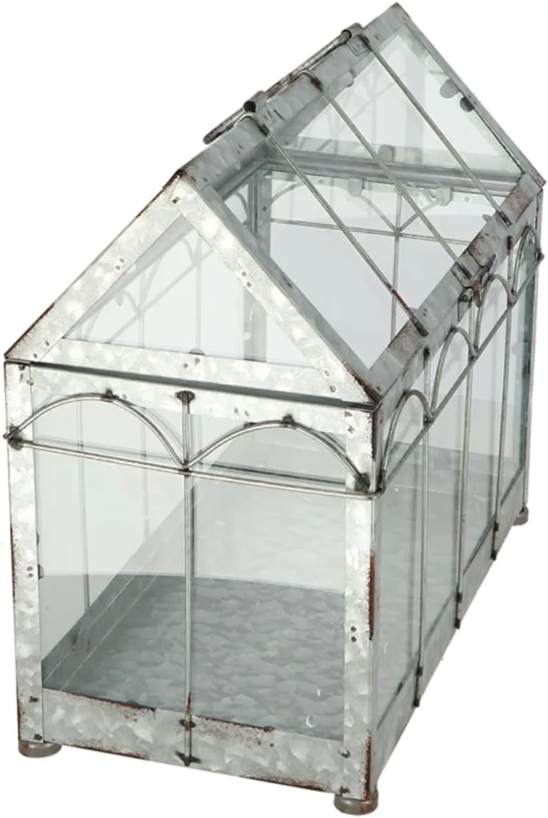 Esschert Design USA ZB22 Gewächshaus/Terrarium im Vintage-Look, silberfarben – Bild 8