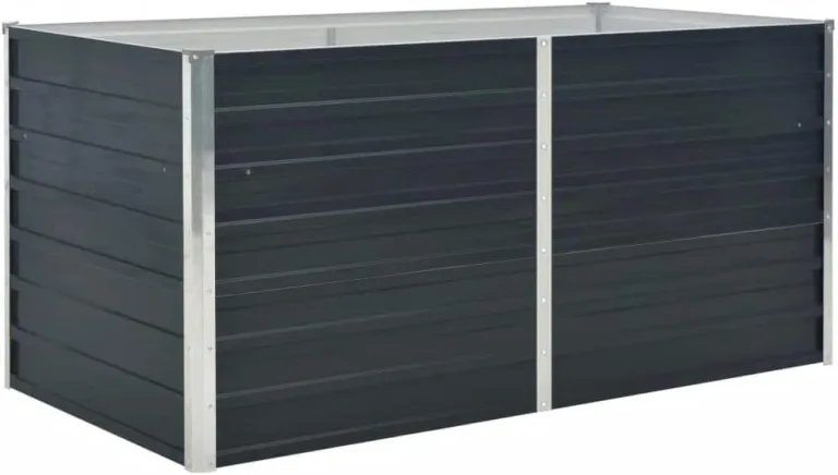 vidaXL Hochbeet Pflanzbeet Frühbeet Gartenbeet Pflanzkübel Pflanzkasten Blumenkasten Gemüsebeet Blumenbeet Anthrazit 160x80x77cm Verzinkter Stahl – Bild 2