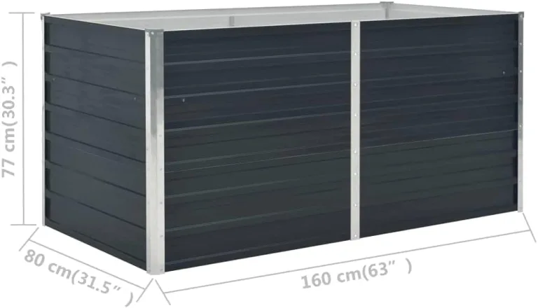 vidaXL Hochbeet Pflanzbeet Frühbeet Gartenbeet Pflanzkübel Pflanzkasten Blumenkasten Gemüsebeet Blumenbeet Anthrazit 160x80x77cm Verzinkter Stahl – Bild 4