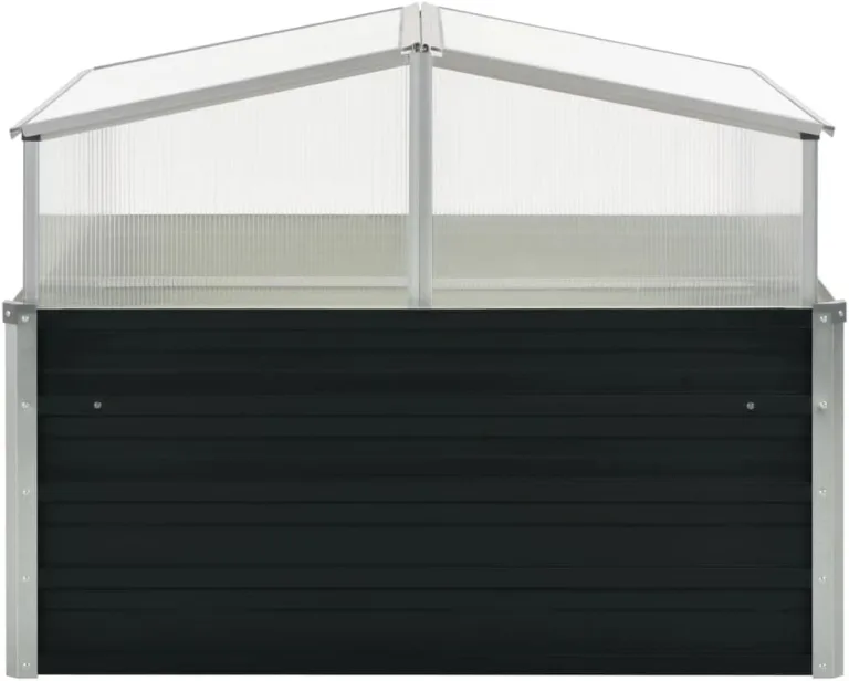 vidaXL Gewächshaus Treibhaus Pflanzenhaus Gartenhaus Kasten Tomatenhaus Aufzucht Frühbeet Frühbeetkasten Anthrazit 100x100x77cm Verzinkter Stahl – Bild 6