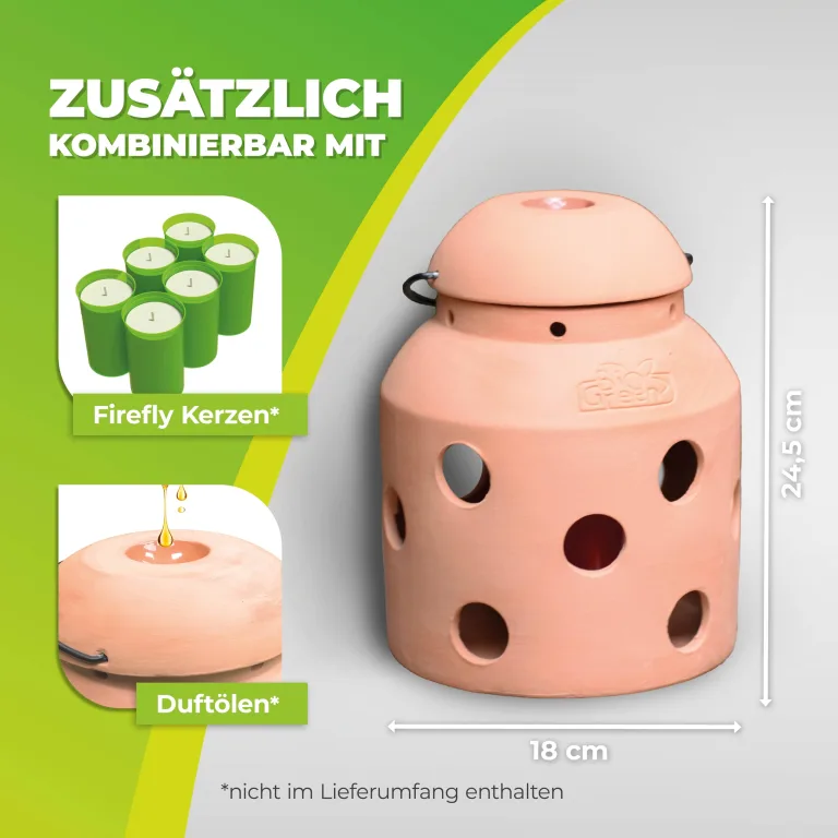 BioGreen Terracotta-Frostwächter Firefly | für kleine Gewächshäuser und Frühbeete | glasierte Ölschale im Deckel | Pilzform | ideal auch als Deko – Bild 3