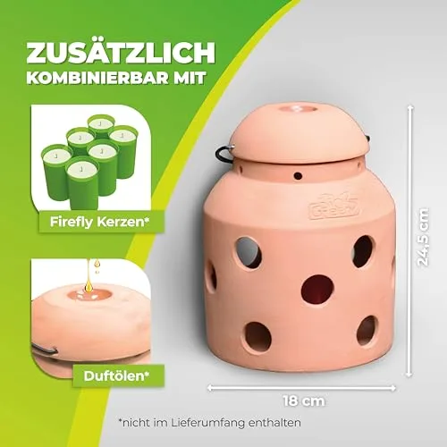 BioGreen Terracotta-Frostwächter Firefly | für kleine Gewächshäuser und Frühbeete | glasierte Ölschale im Deckel | Pilzform | ideal auch als Deko – Bild 10