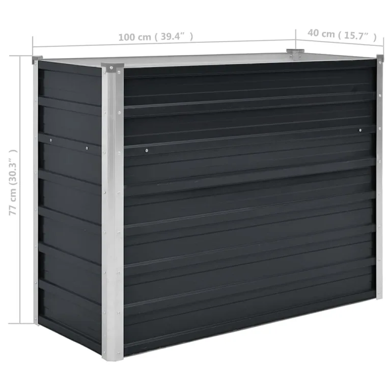 vidaXL Hochbeet Pflanzkübel Blumenkasten Garten Pflanzkasten Terrassen Gemüsebeet Gartenbeet Pflanzbeet Anthrazit 100x40x77cm Verzinkter Stahl – Bild 3