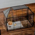 NCYP 25x13,5x20 cm Handmade Pflanzencontainer,Glas Geometrisch Pflanzen Terrarium, Schwarzes Gitter Haus-Form Gewächshaus Blumentopf, modernes Tischaufsatz (ohne Pflanzen) - Thumbnail 8