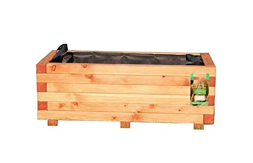 HOQ Pflanzkasten aus Lärche - mit Vlies und Griffen - Premium Pflanzkübel - Holz Blumentopf - Hochbeet aus Holz - Blumenkasten 80 x 40 x 31 cm – Bild 1