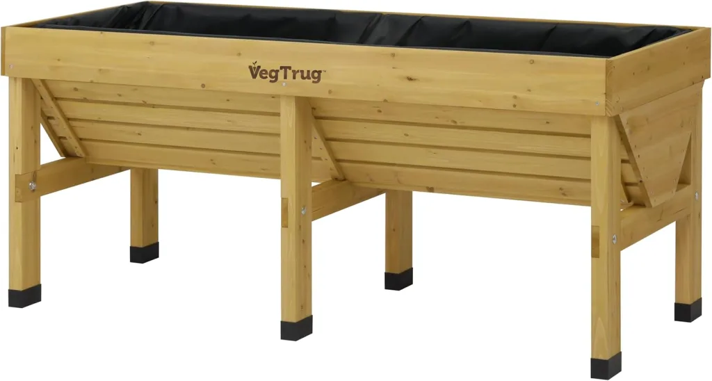 VegTrug® Hochbeet Classic - platzsparender Pflanzkasten für Balkon & Terrasse 420 L Volumen inkl. Pflanzvlies - Frühbeet ergonomische V-Form für Gemüse Kräuter Blumen - Natur 183x76x80 cm