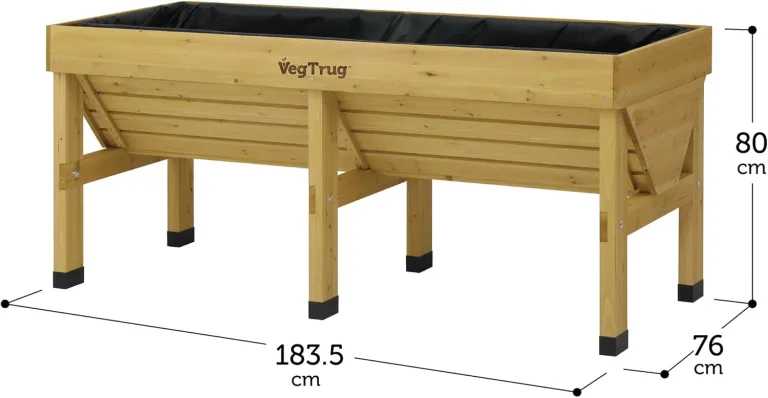 VegTrug® Hochbeet Classic - platzsparender Pflanzkasten für Balkon & Terrasse 420 L Volumen inkl. Pflanzvlies - Frühbeet ergonomische V-Form für Gemüse Kräuter Blumen - Natur 183x76x80 cm – Bild 5