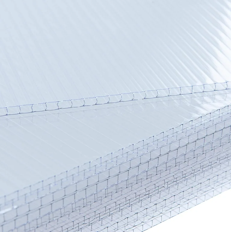 ESTEXO Hohlkammerplatten Doppelstegplatten 14 Stück, 10,25 m², 60,5 x 121 cm, transparente Polykarbonat Platten 4 mm stark, Gewicht: 700g/m², Stegplatte, klar, Gewächshausplatten – Bild 4