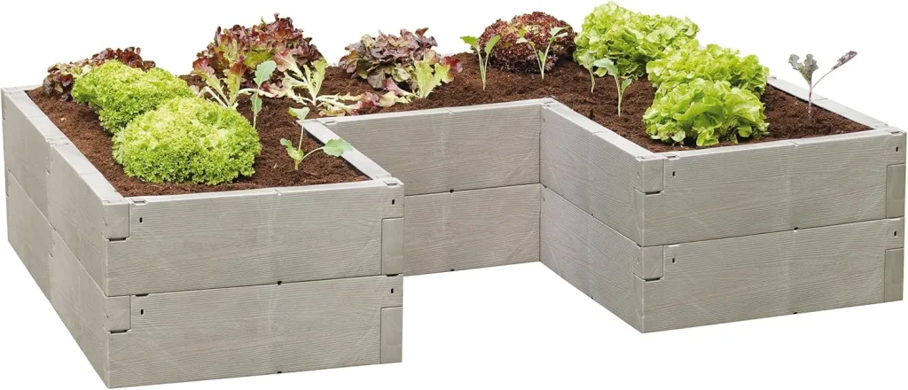 JUWEL Hochbeet Timber ErgoLine (Hochbeet in U Form, ermöglicht eine ergonomische Arbeitsweise, zahlreiche Aufbauvarianten, Maße: 185x125 cm Höhe 40 cm) 20479
