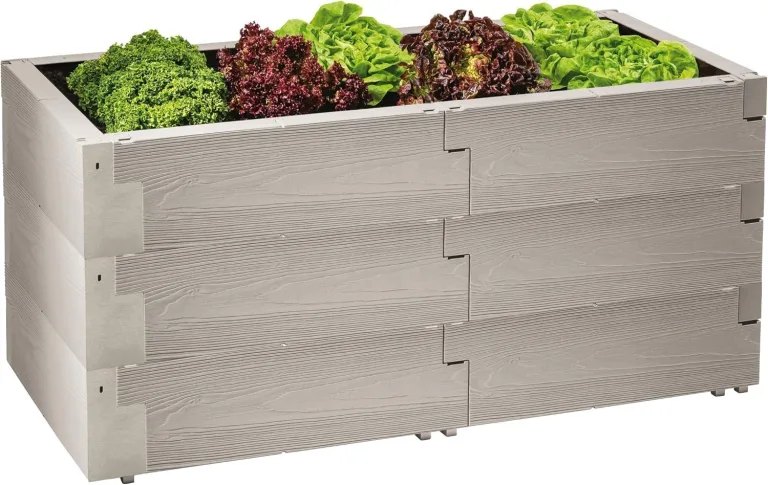 JUWEL Hochbeet Timber 3er-Set (18 Bausteine, Kräuterbeet Füllinhalt 360 l, in Holzoptik, Beetsystem mit hoher Wärmeisolierung, Maße 130x60 cm, Höhe 60 cm, Gemüsebeet) 20471 – Bild 1